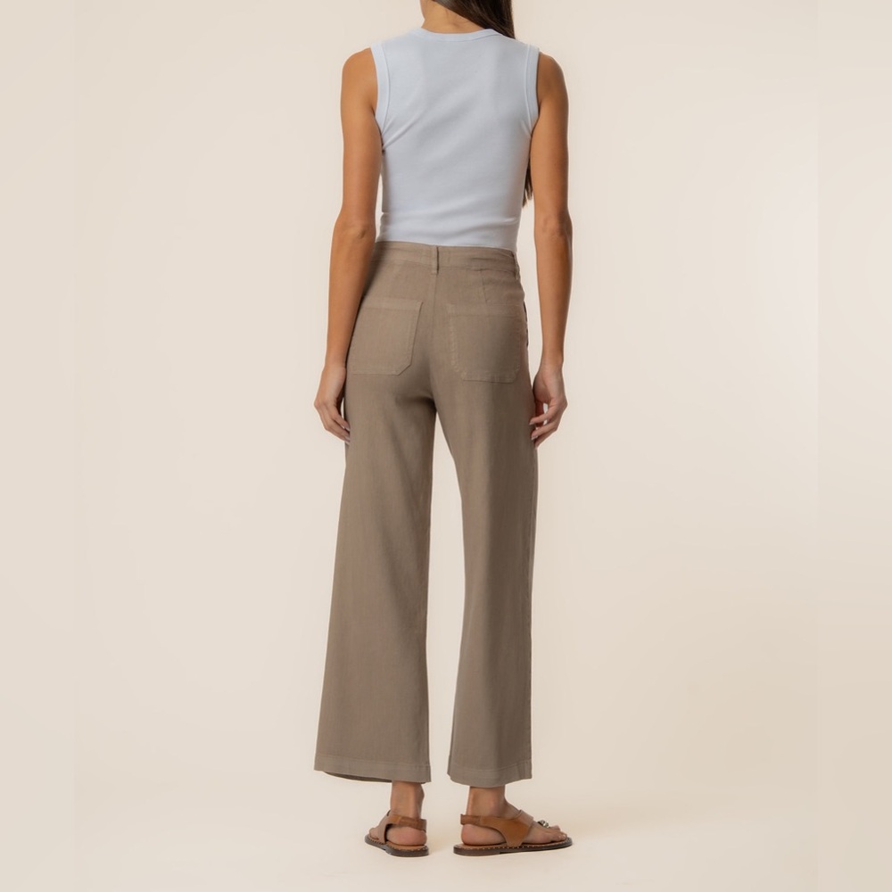 NWT Kut From The Kloth Topaz Linen Wide Leg in Khaki - Picture 4 of 9